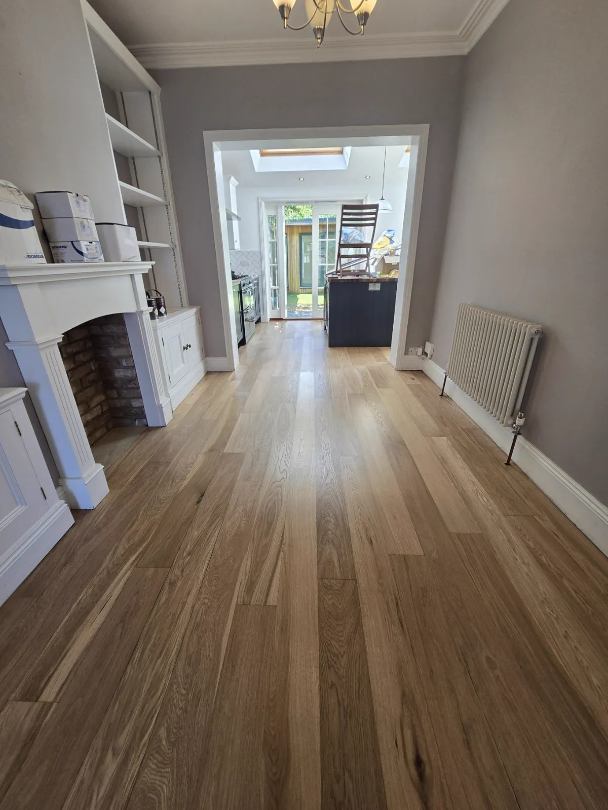Oak hardwood floor after professional sanding and finishing